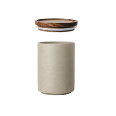 Retro Ceramic Storage Jar with Wooden Lid – Tea & Coffee Storage Container-NIMSY