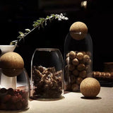 Round Glass Storage Bottle with Cork Stopper for Tea, Flowers, and Coffee Beans