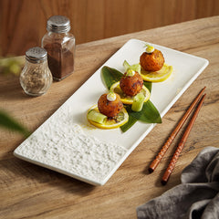 Rock Pattern Porcelain Rectangular Plate – Nordic Style Serving Plate-NIMSY