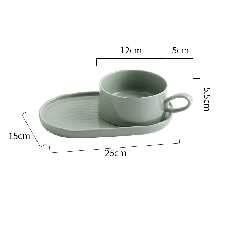 Porcelain Breakfast Cup and Plate Set – Nordic One Portion Dishware-NIMSY