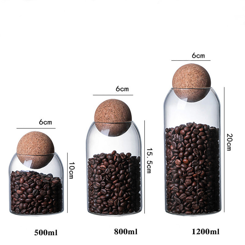 3 Pcs Glass Storage Jars with Cork Lid – Borosilicate Glass Kitchen Canisters-NIMSY