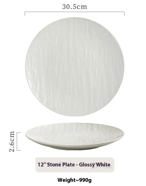 Bright White Ceramic Dinner Plate – Round Minimalist Plate-NIMSY