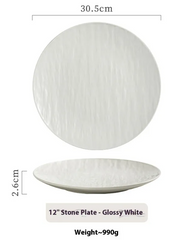 Bright White Ceramic Dinner Plate – Round Minimalist Plate-NIMSY