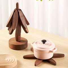 4PCS Wooden Trivets for Hot Dishes Folding 