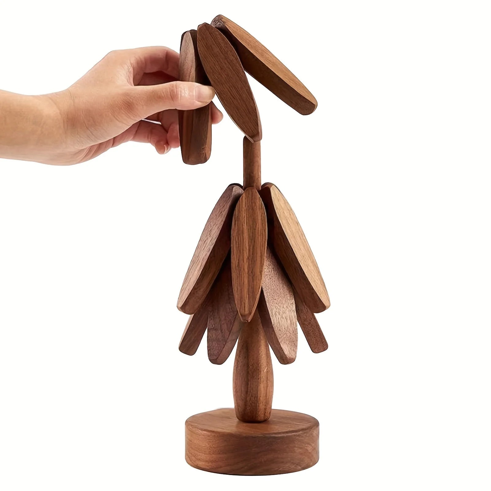 4PCS Wooden Trivets for Hot Dishes Folding 