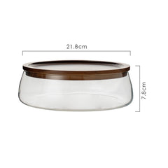 Acacia Wood Glass Snack Storage Box – High Borosilicate Glass – Transparent – 21.8cm-NIMSY