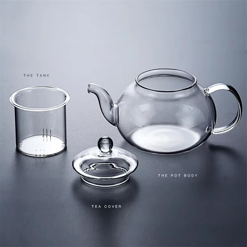  Filterable Heat-Resistant Thickened Glass Teapot High Borosilicate Glass 