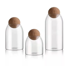 Round Glass Storage Bottle with Cork Stopper for Tea, Flowers, and Coffee Beans