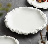 Simple Solid Color Tableware Ceramic Pasta Steak Plate Dinner Plate Creative Kitchen Irregular Shape Serving Tray Cooking Dishes