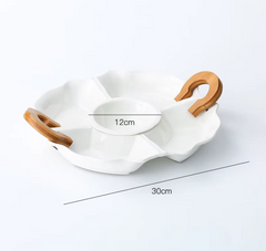 Premium Ceramic Serving Snack Platter Multi Grid Fruit 