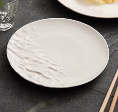 White Porcelain Disc Ceramic Plate Serving 