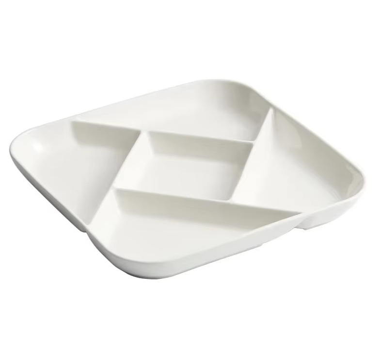 Square Ceramic Multi Grid Plate  Fruit Plate Appetizer Plate Dessert Sushi Dish Artistic Conception Tableware