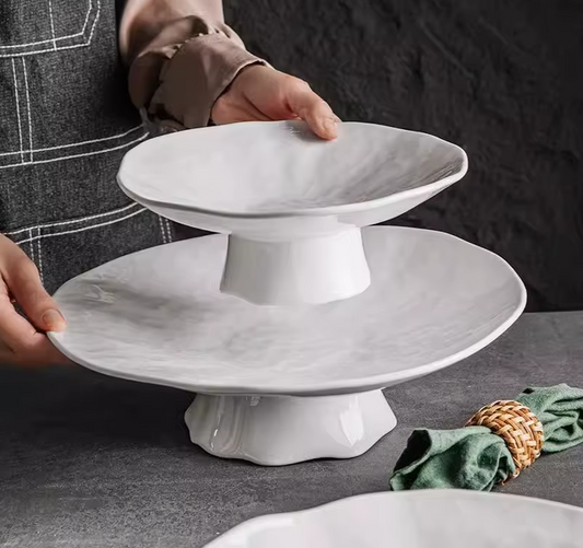 Ceramic Plate High Footed Dessert 