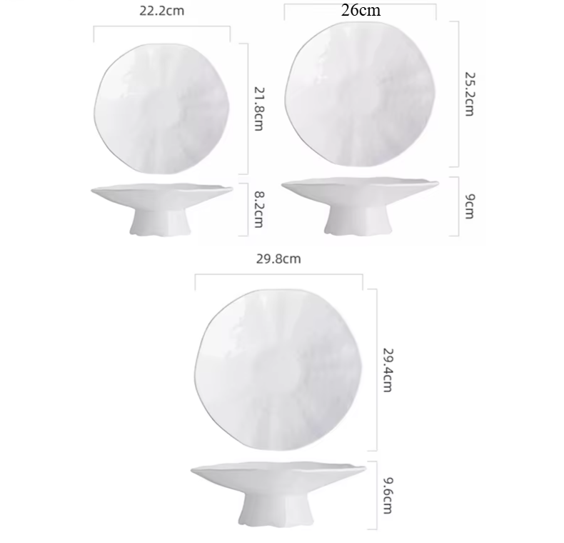 Ceramic Plate High Footed Dessert 