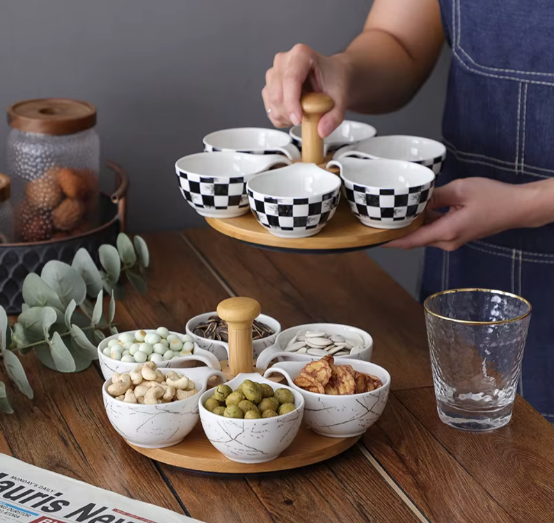 Creative Pattern Ceramic Split Snack Platter