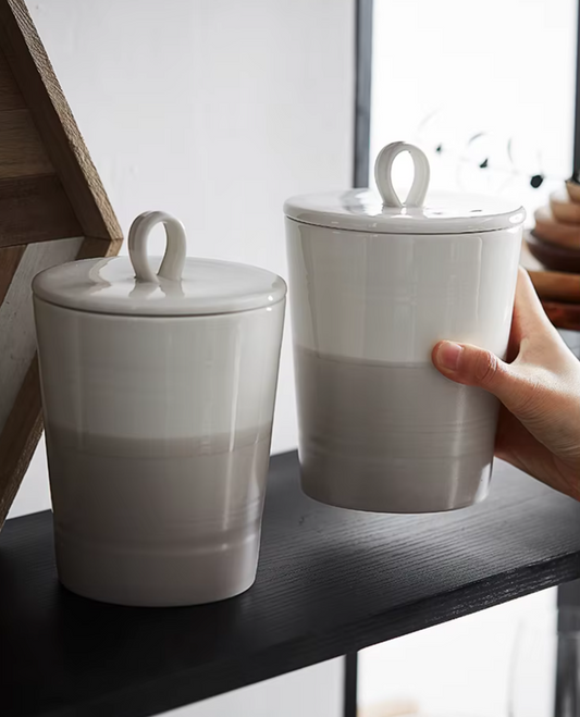 White Ceramic Storage Jar with Lid – European Style Food Container – 12cm-NIMSY