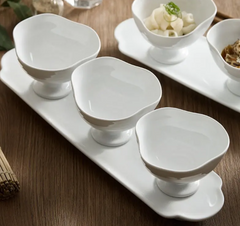Ceramic Bowl Restaurant Irregular High Foot Bowl Dessert Bowls 