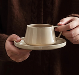 Retro Ceramic Mug Coffee Cup Latte Cup Tea Mug Milk Mug Creative Coffee Cup and Dish Set Household 220Ml Water Cups Oat Cups