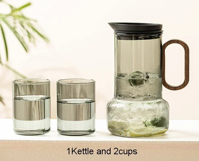 Walnut Wood Handle Glass Cold Water Kettle