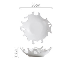 Pure White Porcelain Sculptural Serving Bowl – Irregular Wave Shape-NIMSY
