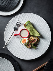 Bright White Ceramic Dinner Plate – Round Minimalist Plate-NIMSY