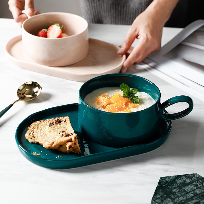 Porcelain Breakfast Cup and Plate Set – Nordic One Portion Dishware-NIMSY