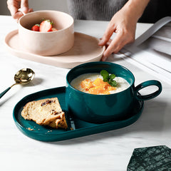 Porcelain Breakfast Cup and Plate Set – Nordic One Portion Dishware-NIMSY