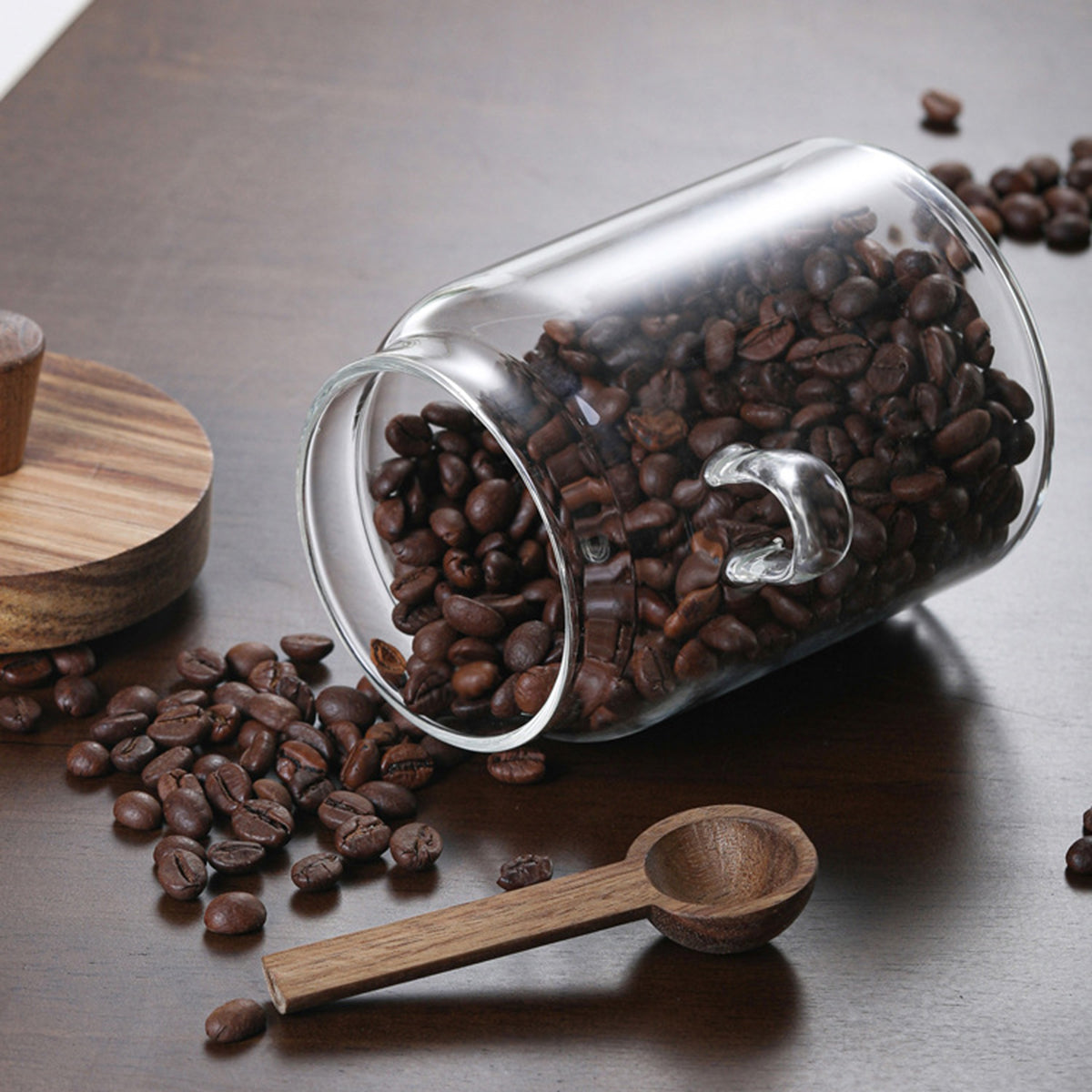 3 Pcs Glass Coffee Jars with Spoons – High Borosilicate Glass – Transparent-NIMSY