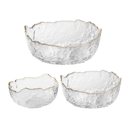 Textured Glass Bowl – Clear Serving Bowl-NIMSY