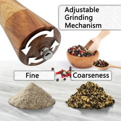 Acacia Wood Salt and Pepper Grinder – Adjustable Ceramic Spice Mill – Brown-NIMSY