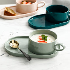 Porcelain Breakfast Cup and Plate Set – Nordic One Portion Dishware-NIMSY