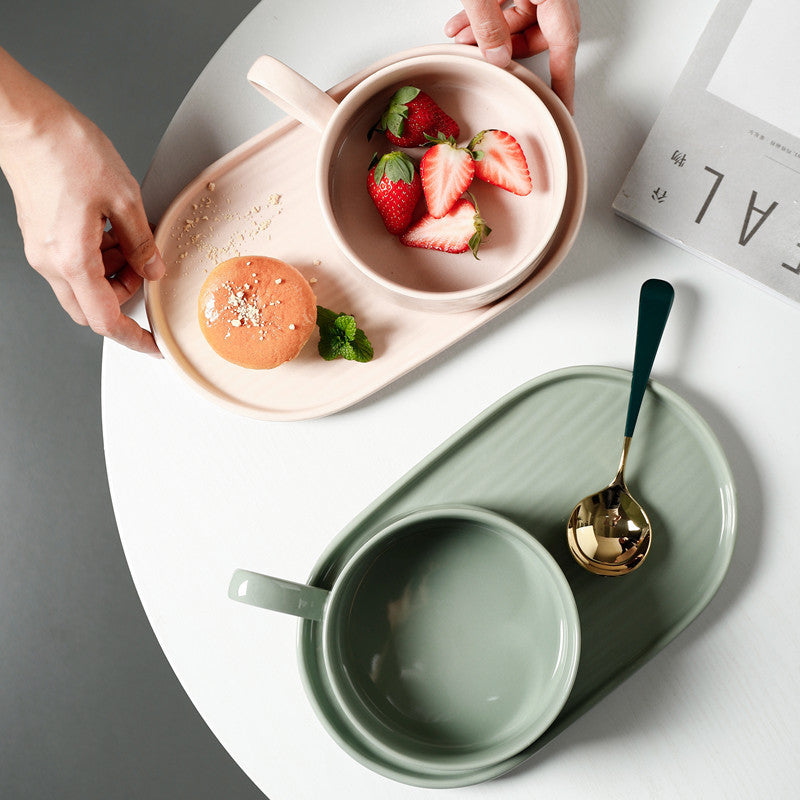 Porcelain Breakfast Cup and Plate Set – Nordic One Portion Dishware-NIMSY
