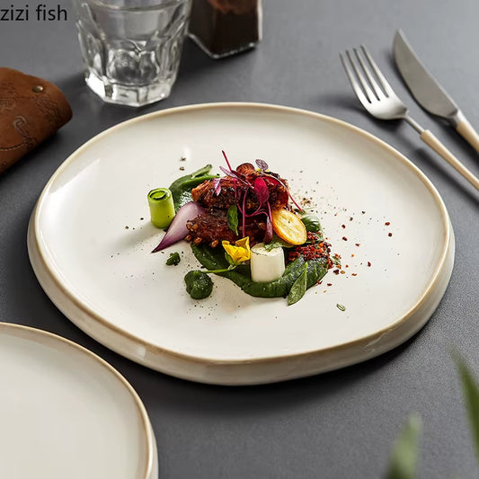 Ceramic Dinner Plates round Pasta Steak Plate Restaurant 