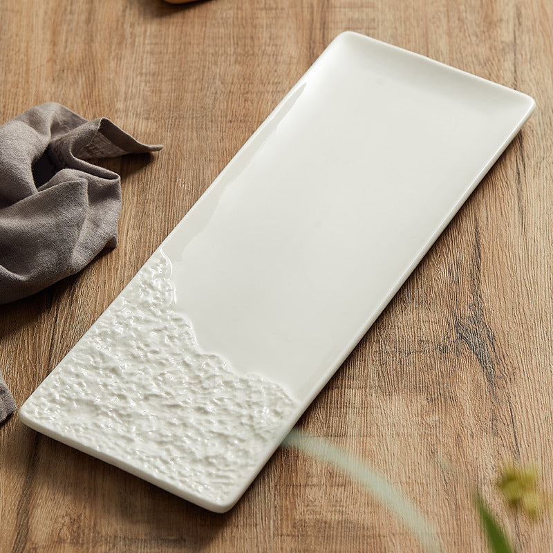Rock Pattern Porcelain Rectangular Plate – Nordic Style Serving Plate-NIMSY