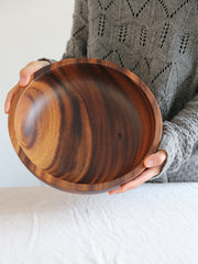 Natural Wooden Salad Bowl – Brown Round Serving Bowl-NIMSY