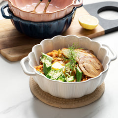 Nordic Household Tableware Large Binaural Salad Ceramic Bowl