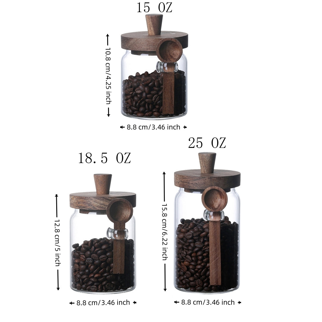 3 Pcs Glass Coffee Jars with Spoons – High Borosilicate Glass – Transparent-NIMSY
