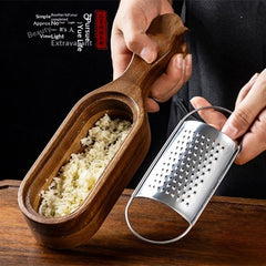 Wooden Cheese Grater with Handle – Stainless Steel Grating Insert – Brown-NIMSY