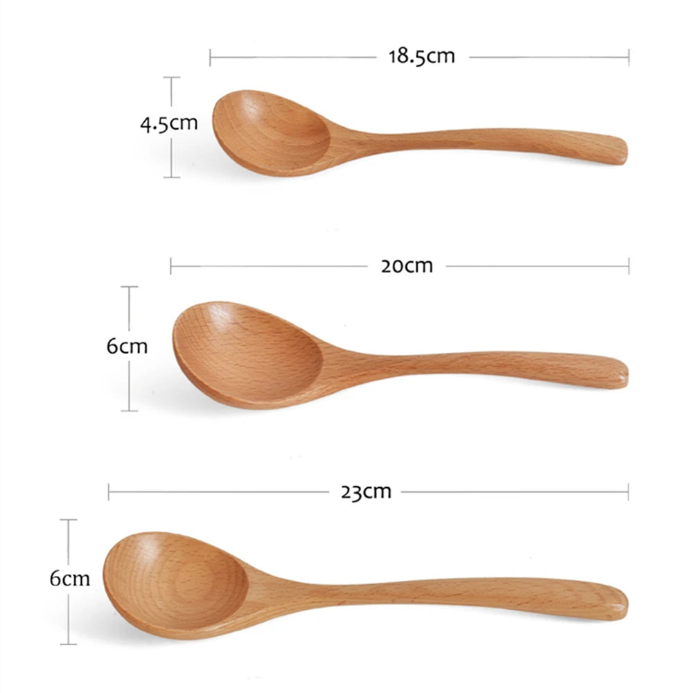 Wooden Spoon  Natural Cooking Utensils Handmade Home Tableware Cutlery for Kicthen