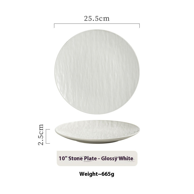 Bright White Ceramic Dinner Plate – Round Minimalist Plate-NIMSY