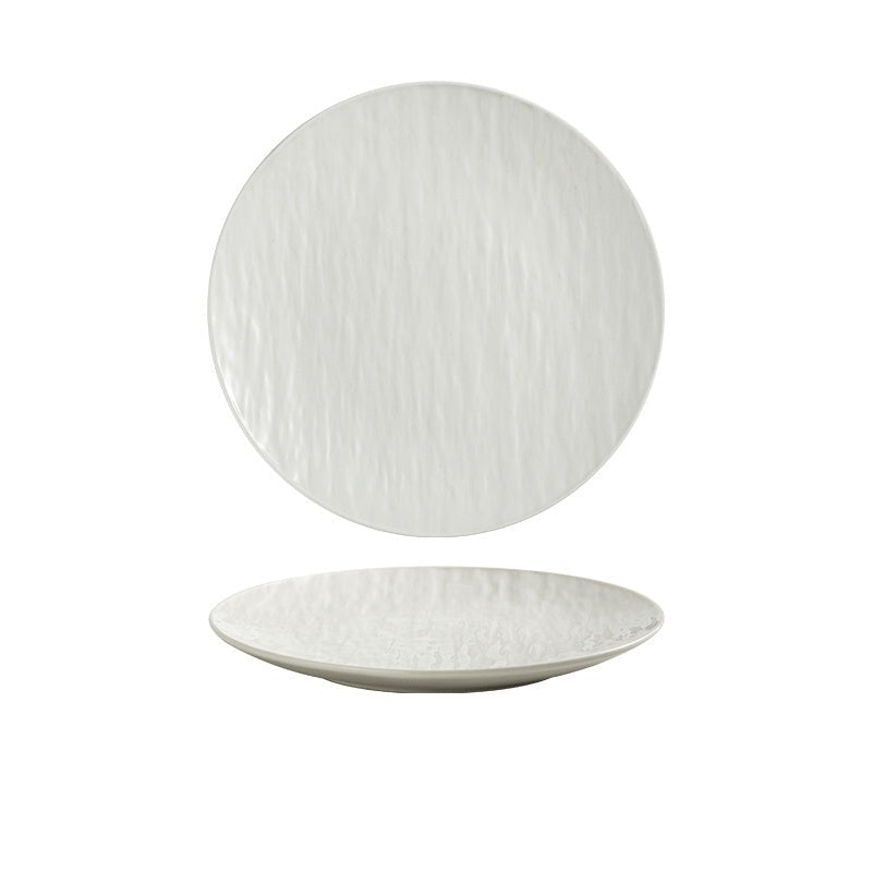 Bright White Ceramic Dinner Plate – Round Minimalist Plate-NIMSY