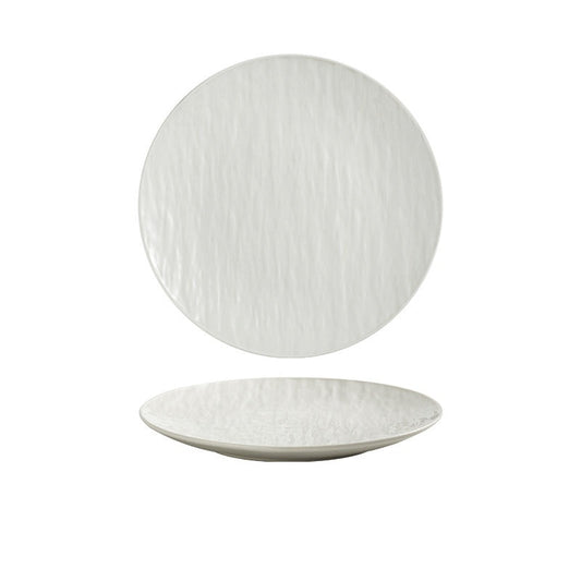 Bright White Ceramic Dinner Plate – Round Minimalist Plate-NIMSY