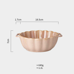 Nordic Household Tableware Large Binaural Salad Ceramic Bowl