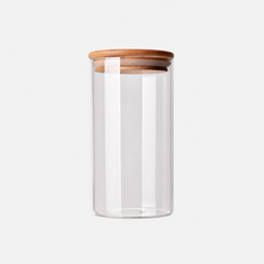 Borosilicate Glass Storage Jar with Bamboo Lid – Clear Kitchen Jar-NIMSY