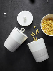 White Ceramic Storage Jar with Lid – European Style Food Container – 12cm-NIMSY