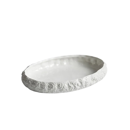 Rock Texture Ceramic Main Dish Plate – Oval Serving Plate-NIMSY