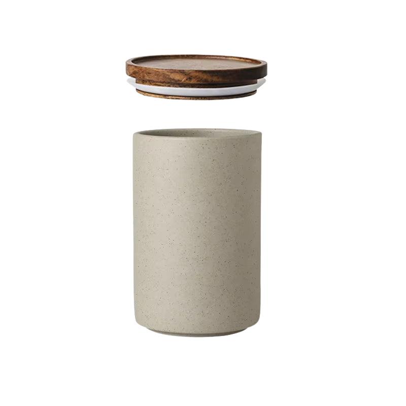 Retro Ceramic Storage Jar with Wooden Lid – Tea & Coffee Storage Container-NIMSY