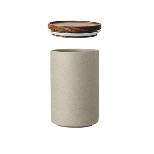 Retro Ceramic Storage Jar with Wooden Lid – Tea & Coffee Storage Container-NIMSY