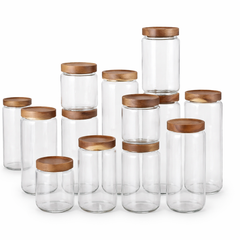 Home Kitchen Acacia Wood Sealed Storage Jar