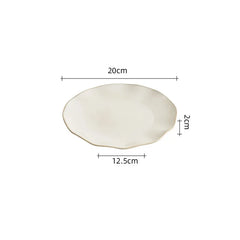 Beige Irregular Ceramic Steak Plate – Textured Dinner Plate-NIMSY